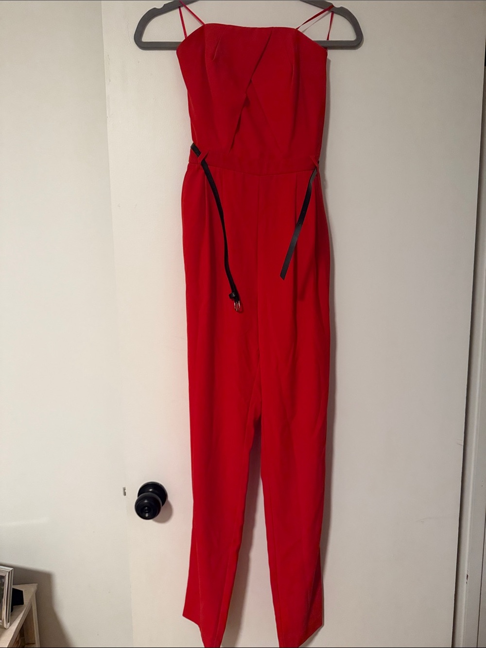 Guess size 0 Strapless Red Jumpsuit with Waist Tie